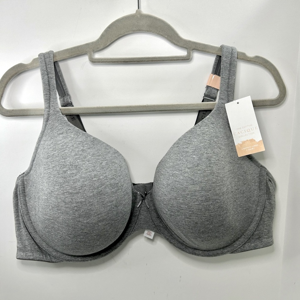 Cacique Lane Bryant Lightly Lined T-Shirt Gray  Adjustable Strap Bra 46D